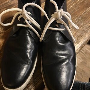 Alfani Black Faux Leather Chukka Boots with Brand New White Laces